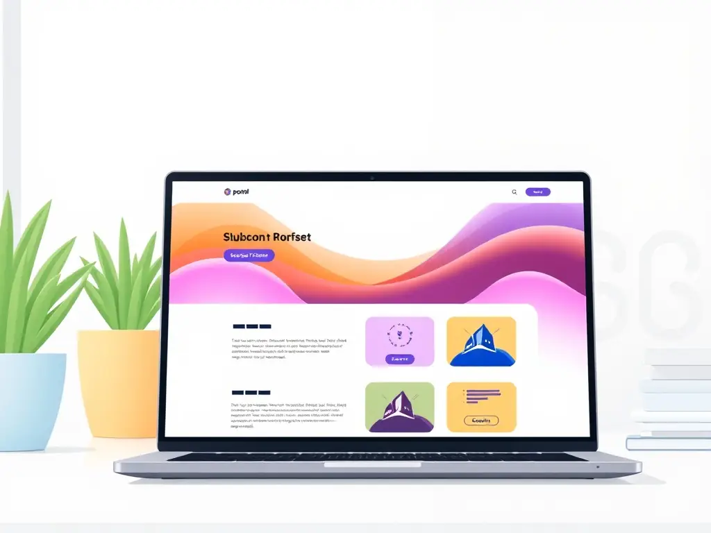 A modern website design for a tech startup displayed on a laptop.