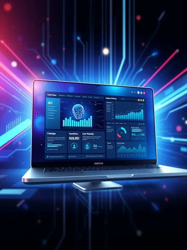 A modern website interface with AI elements showcasing advanced technology.